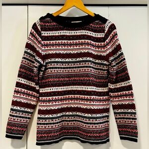 COTTON COUNTRY BY PARKHURST red Patterned Granny Sweater 100% cotton Canada